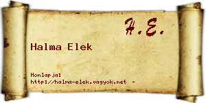 Halma Elek névjegykártya